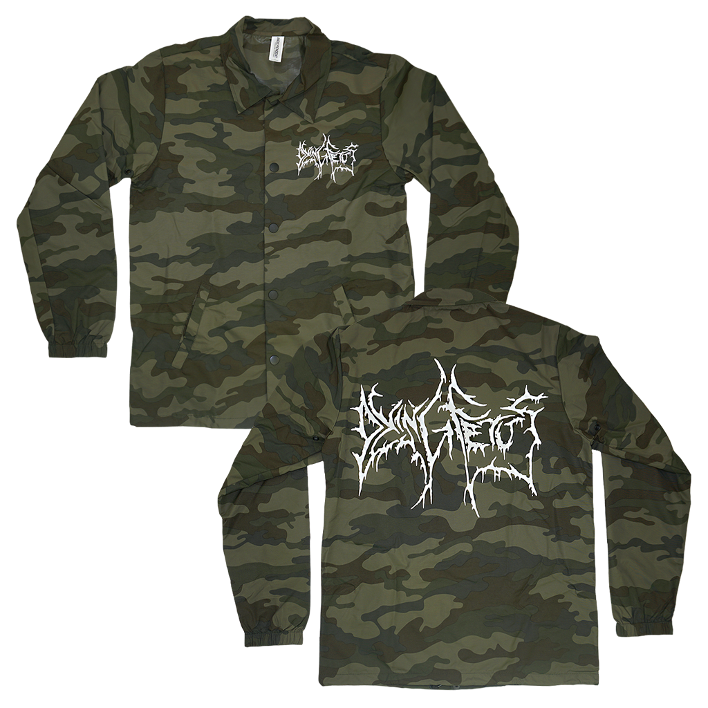 DYING FETUS LOGO FOREST CAMO BUTTON DOWN JACKET