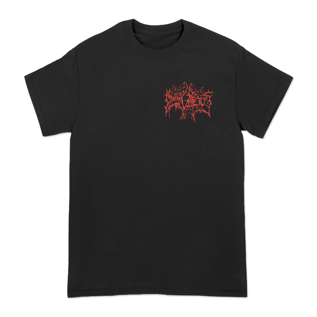 Dying Fetus's "Unbridled Fury" design, printed on the front and back of a black Gildan tee.  Tee features include 5.3 oz., 100% preshrunk cotton; classic fit; seamless double needle 7/8” collar; taped neck and shoulders; double needle sleeve and bottom hems; quarter-turned to eliminate center crease; and a tearaway label.
